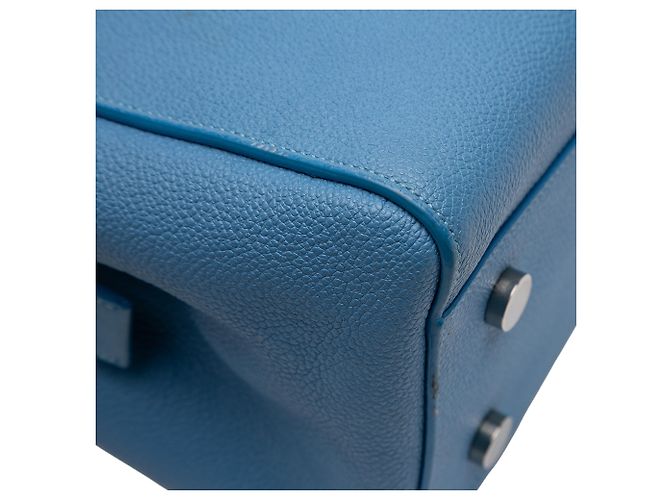 Borsa cabas Rive Gauche in pelle di vitello grana blu Saint Laurent - vista 9