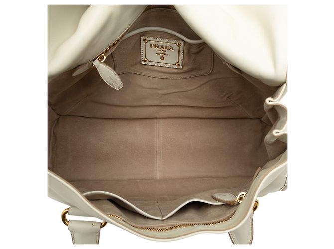 Borsa a mano in pelle di vitello bianca Prada City Bianco Bianco sporco - vista 4