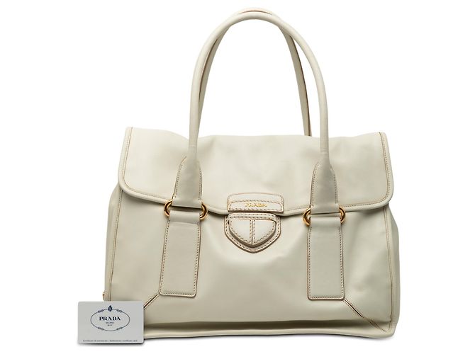 Borsa a mano in pelle di vitello bianca Prada City Bianco Bianco sporco - vista 8