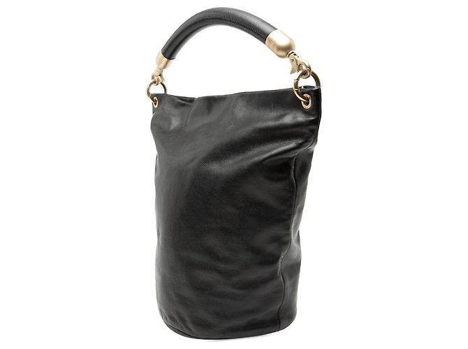 Borsa a secchiello in agnello nero CC di Chanel - vista 2