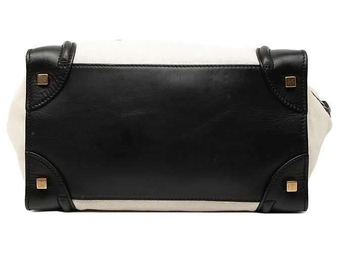 Luggage Céline Celine Braune Mini Bicolor Canvas- und Leder-Reisetasche Beige - Ansicht 3