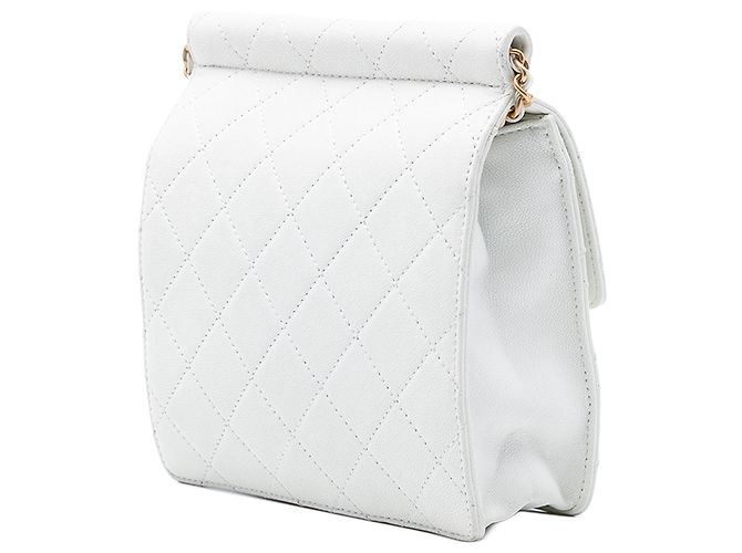 Chanel Bianco Piccola Borsa Trapuntata in Agnello Chic Perle - vista 2