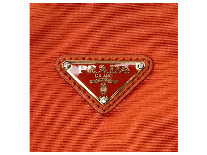 Prada Arancione Saffiano Rifinito Tessuto Borsa a Tracolla con Zip - vista 5