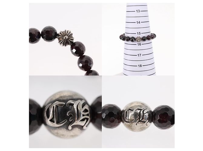 Bracciale in perle Chrome Hearts CH Plus Cross Ball Granato 0,4 in - vista 5