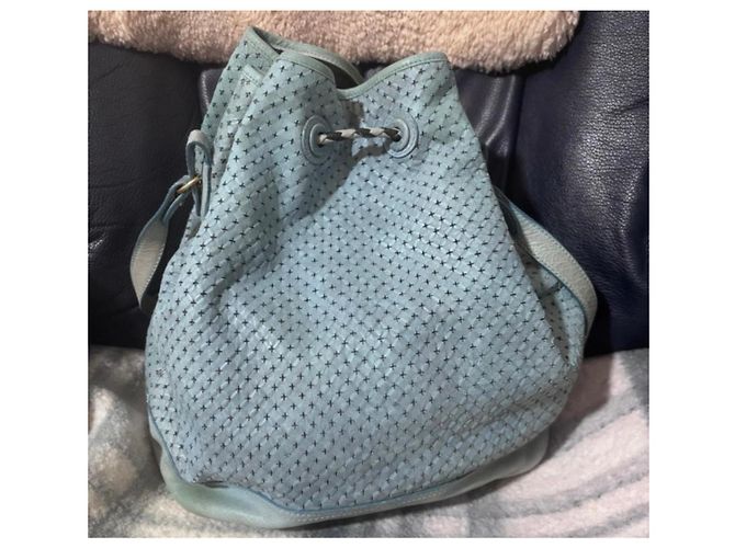 Borsa a secchiello Motocross Pompon in pelle di Balenciaga Blu - vista 5