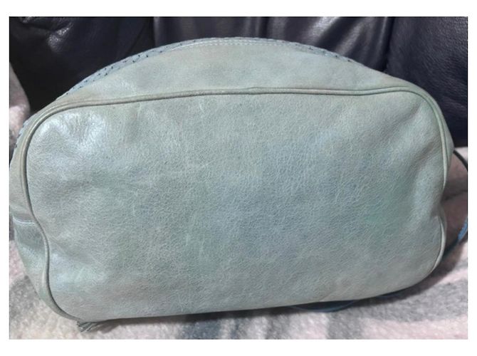 Borsa a secchiello Motocross Pompon in pelle di Balenciaga Blu - vista 6