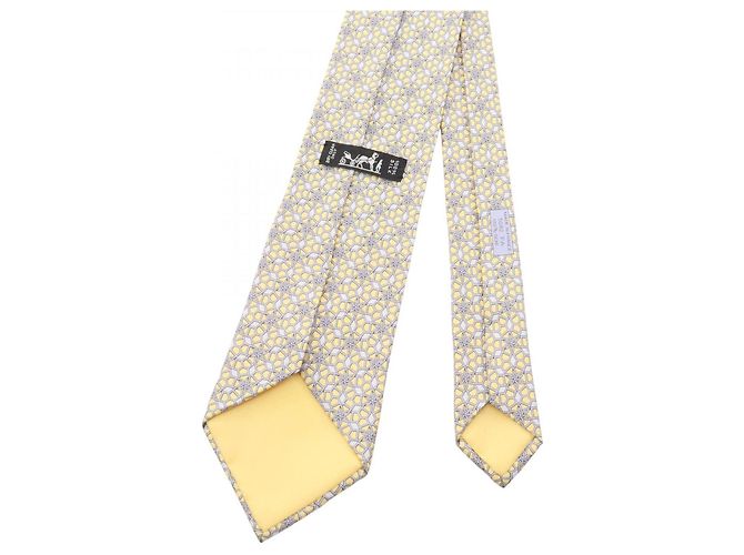 Silk In Hermès Seidenkrawatte in Grau und Gelb Braun - Ansicht 3