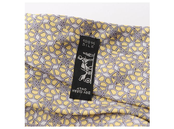 Silk In Hermès Seidenkrawatte in Grau und Gelb Braun - Ansicht 6