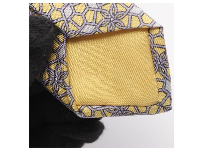 Silk In Hermès Seidenkrawatte in Grau und Gelb Braun - Ansicht 7