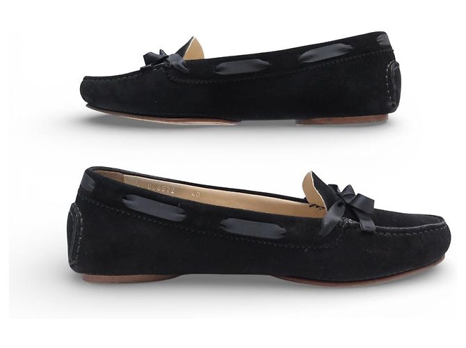 NUOVE MOCASSINI DA BARCA CHANEL CON FIocco G26572 40 CAMOSCIO NERO - vue 2