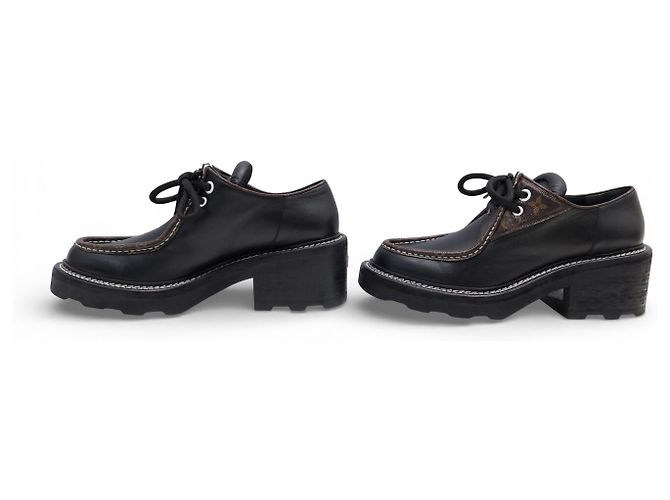 SCARPE LOUIS VUITTON DERBY BEAUBOURG 1A5SOD 40 IN PELLE CANVAS MONOGRAMMA Nero - vista 2
