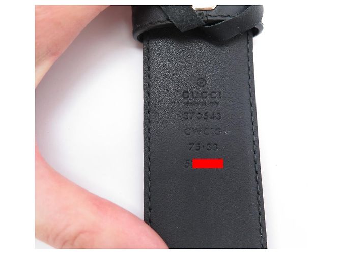 CEINTURE GUCCI BOUCLE GG ENTRELACE 370543 T75 EN CUIR MONOGRAMME NOIR BELT - vue 8