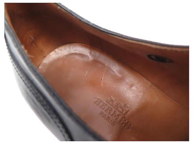 Hermès SCARPE DERBY HERMES VINTAGE CON FIBBIA 41 CUOIO NERO - vista 10