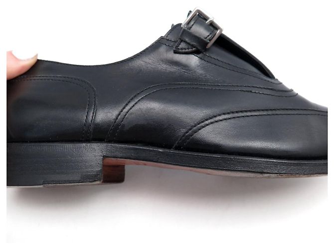 Hermès SCARPE DERBY HERMES VINTAGE CON FIBBIA 41 CUOIO NERO - vista 11