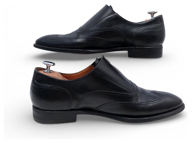Hermès SCARPE DERBY HERMES VINTAGE CON FIBBIA 41 CUOIO NERO - vista 2