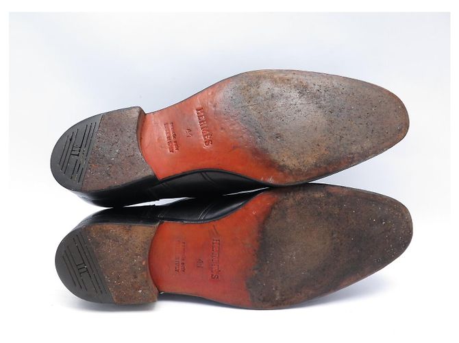 Hermès SCARPE DERBY HERMES VINTAGE CON FIBBIA 41 CUOIO NERO - vista 5