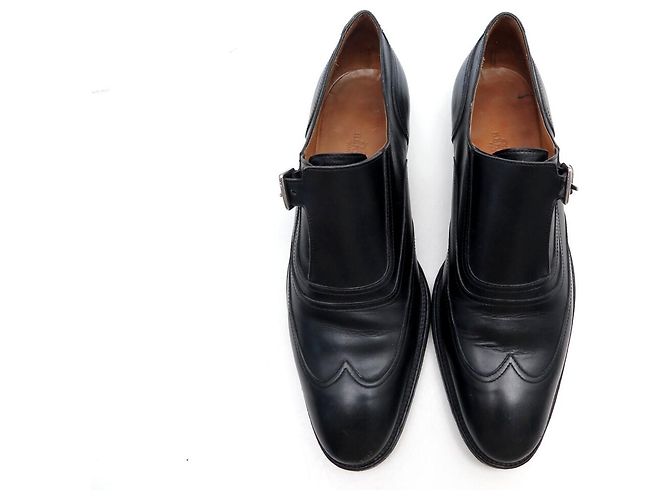 Hermès SCARPE DERBY HERMES VINTAGE CON FIBBIA 41 CUOIO NERO - vista 7