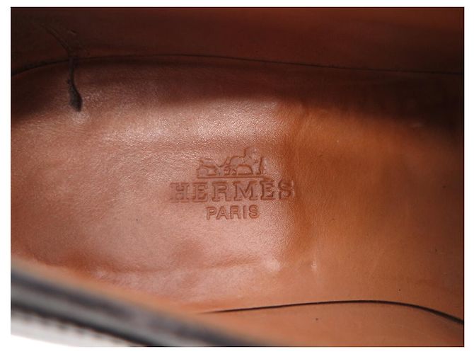 Hermès SCARPE DERBY HERMES VINTAGE CON FIBBIA 41 CUOIO NERO - vista 8