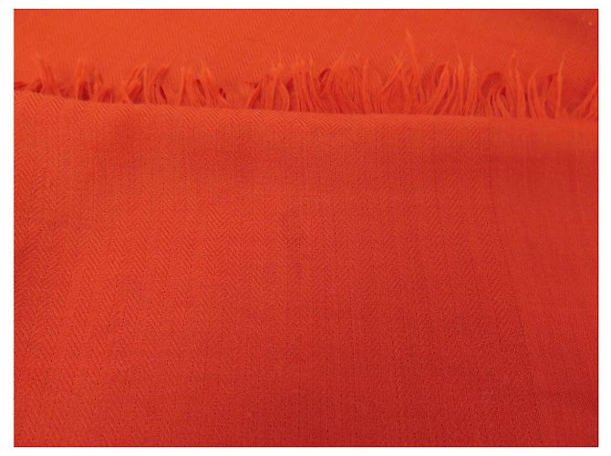 Hermès SCIALLE HERMES MOTIVO H IN CACHEMIRE E LANA ROSSO RAME 210X140CM - vista 10