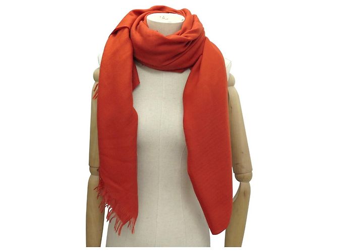 Hermès SCIALLE HERMES MOTIVO H IN CACHEMIRE E LANA ROSSO RAME 210X140CM - vista 11