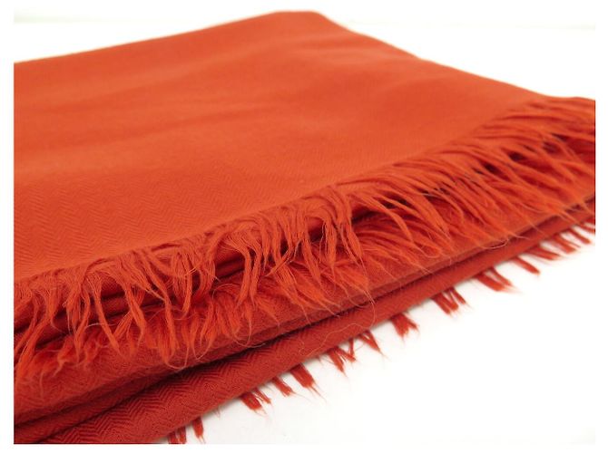 Hermès SCIALLE HERMES MOTIVO H IN CACHEMIRE E LANA ROSSO RAME 210X140CM - vista 3