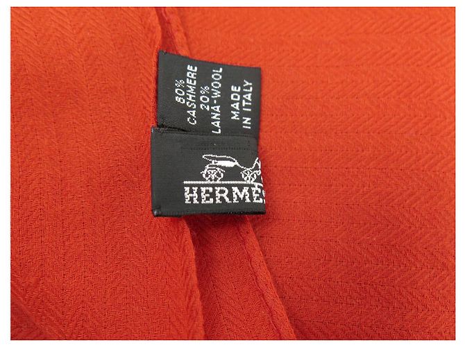 Hermès SCIALLE HERMES MOTIVO H IN CACHEMIRE E LANA ROSSO RAME 210X140CM - vista 4