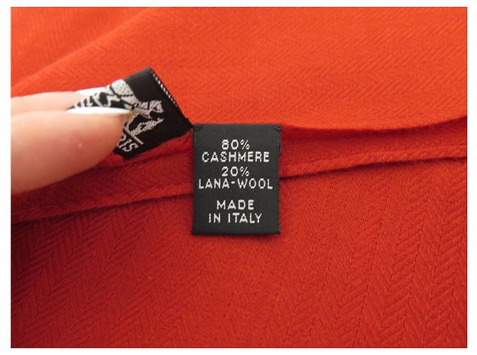 Hermès SCIALLE HERMES MOTIVO H IN CACHEMIRE E LANA ROSSO RAME 210X140CM - vista 7
