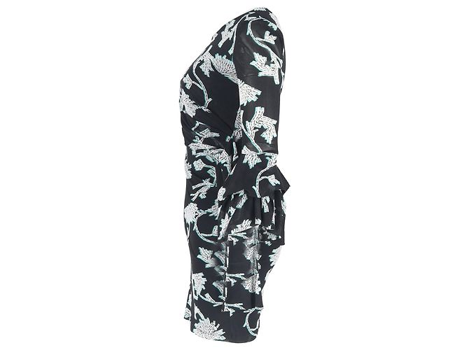 Abito Mini Wrap Stampato Diane Von Furstenberg in Nylon Nero - vista 2