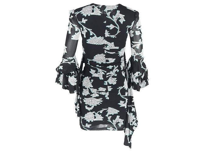 Abito Mini Wrap Stampato Diane Von Furstenberg in Nylon Nero - vista 3