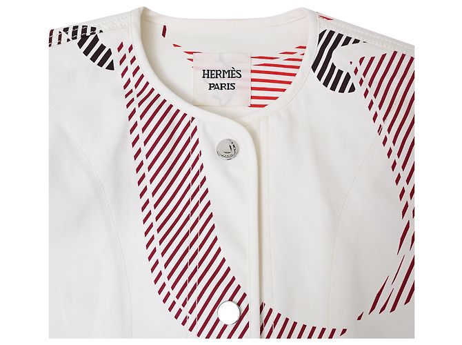 Chaqueta Blouson Impresa Hermès Coaching en Algodón Blanco Multicolor - vista 5