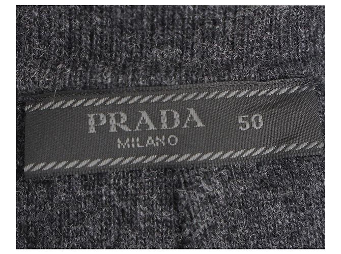 Prada Single-Breasted Folded Cuff Blazer with Pockets in Grey Wool - view 4