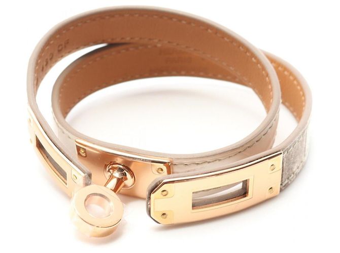 Hermès Kelly Double Tour Krokodilarmband Weiß - Ansicht 3