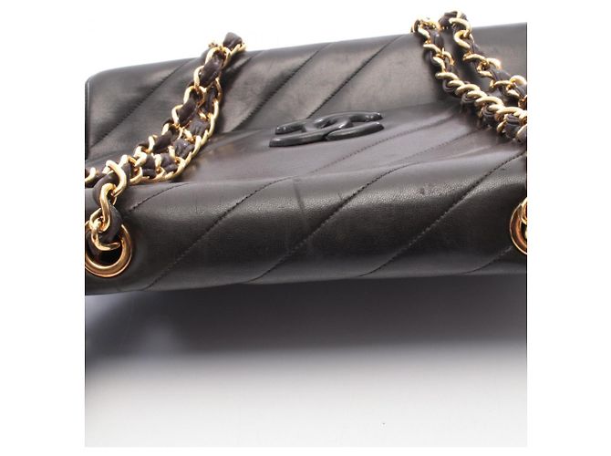 Borsa a Spalla in Pelle di Agnello Nera Chanel Nero - vista 11