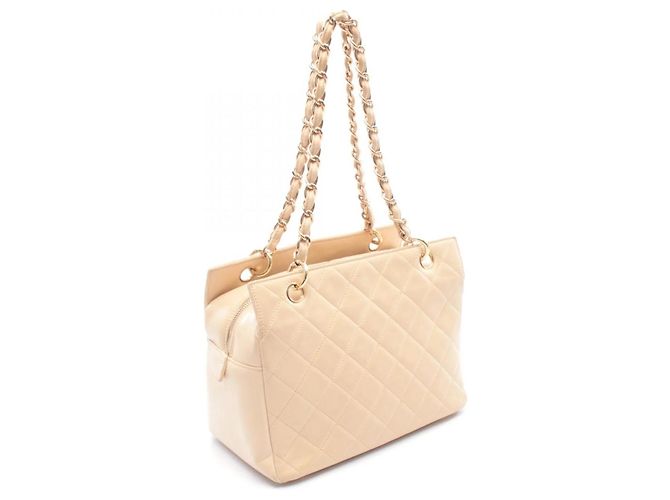 Borsa a Spalla Chanel Matelassé in Pelle di Agnello Beige - vista 2
