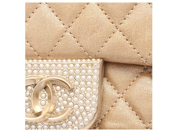 Borsa a Spalla Matelassé Chanel Marrone Beige D'oro - vista 11