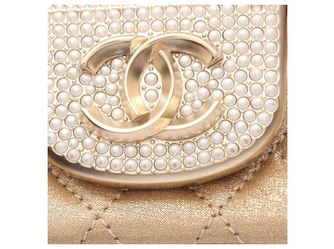 Borsa a Spalla Matelassé Chanel Marrone Beige D'oro - vista 7