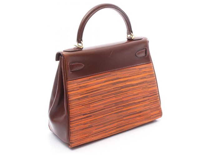Borsa Hermès Kelly 28 Marrone Multicolore Arancione - vista 2