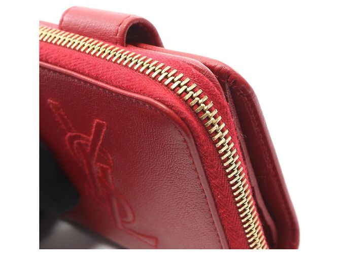 Yves Saint Laurent rote Leder Bi-Fold Geldbörse - Ansicht 8