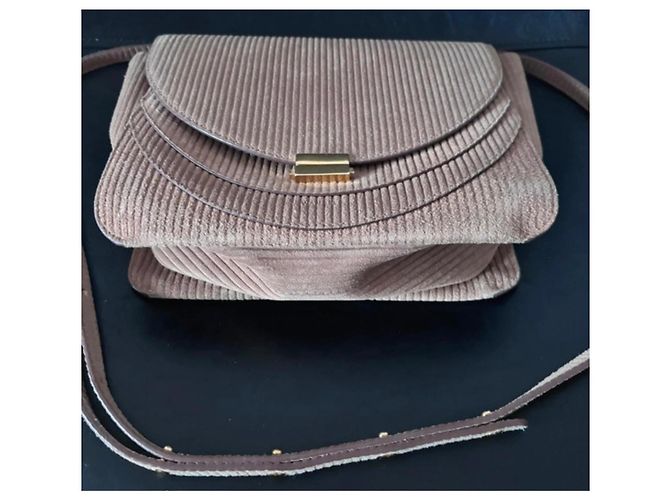 Borsa a Spalla Wandler Lina in Velluto a Coste Beige - vista 3