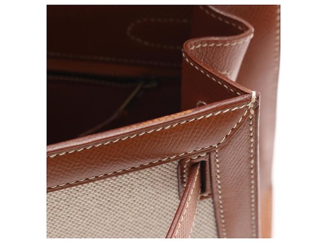 Borsa Hermès Kelly 32 Marrone Beige - vista 14