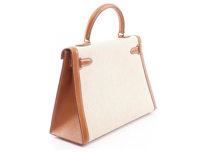 Borsa Hermès Kelly 32 Marrone Beige - vista 2
