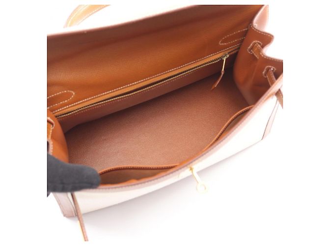 Borsa Hermès Kelly 32 Marrone Beige - vista 3