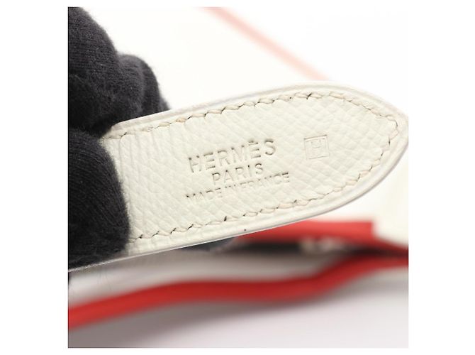 Hermès Trim 31 Schultertasche Weiß Rot - Ansicht 4