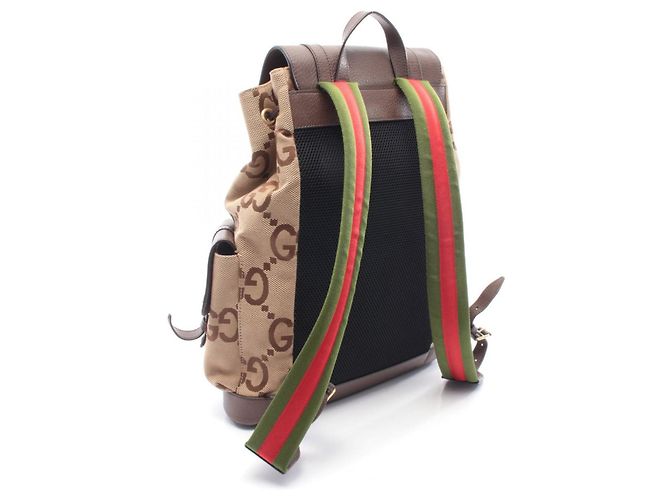Gucci Jumbo GG Canvas- und Leder-Rucksack Braun Beige - Ansicht 2