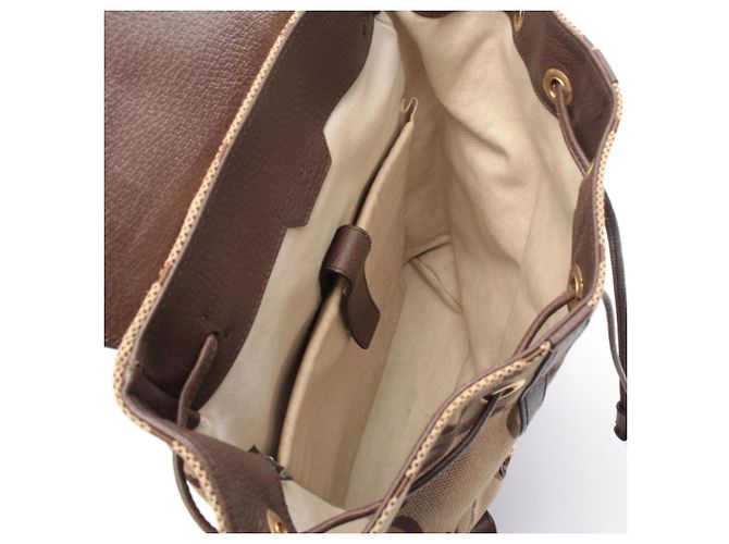 Gucci Jumbo GG Canvas- und Leder-Rucksack Braun Beige - Ansicht 3