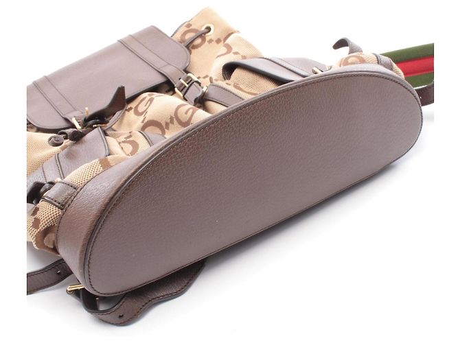 Gucci Jumbo GG Canvas- und Leder-Rucksack Braun Beige - Ansicht 5