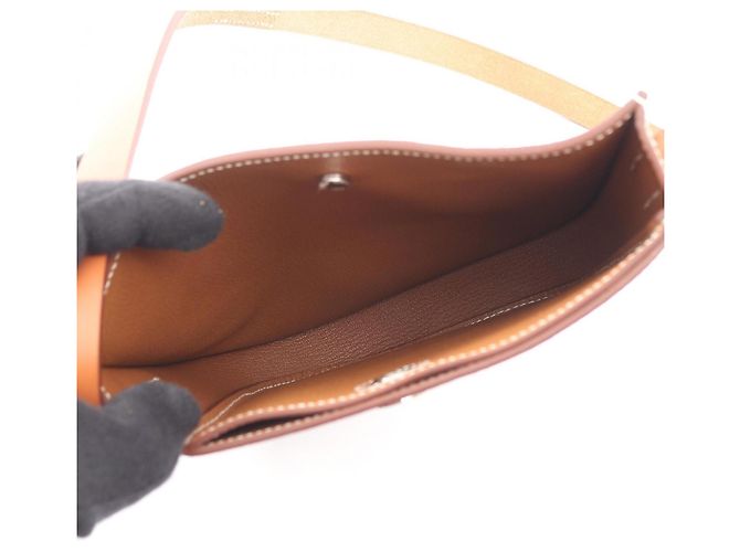 Borsa a Spalla Hermès Hermès Perspective Cavaliere 21 Marrone D'oro - vista 3
