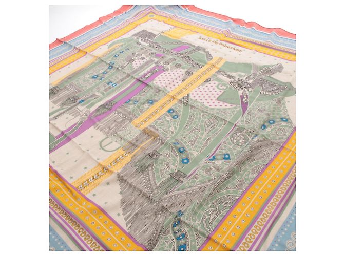 Sciarpa Hermès Carre Jean 140 Selle de Dignitaire Rosa Multicolore - vista 2