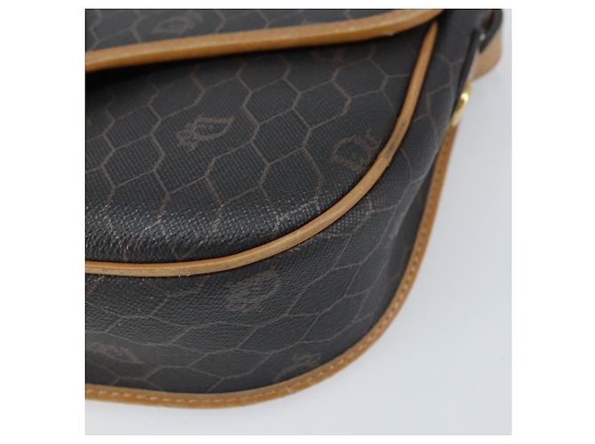 Christian Dior Borsa a spalla in tela a nido d'ape PVC nera e dorata Auth BA10439 Nero D'oro - vista 10