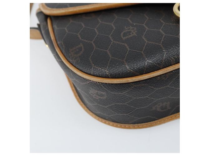 Christian Dior Borsa a spalla in tela a nido d'ape PVC nera e dorata Auth BA10439 Nero D'oro - vista 11
